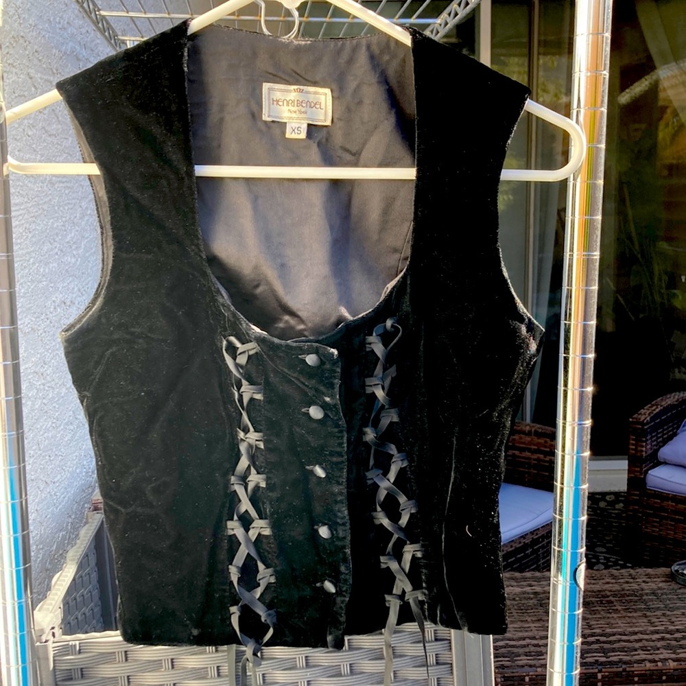 Black velvet vintage vest
